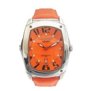 Orange Leather Dress Watch