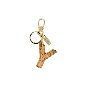 Beige Artificial Leather Keychain