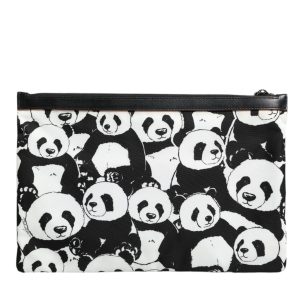 Black White Panda Pattern Clutch Pouch Bag