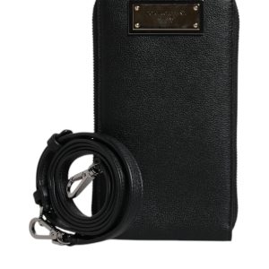 Black Leather Purse Crossbody Sling Phone Bag