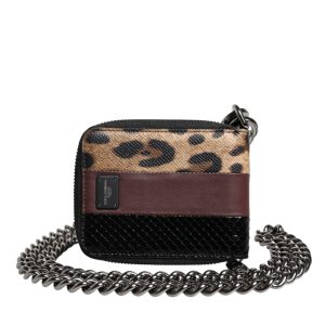 Multicolor Leopard Leather DG Bifold Card Holder Wallet