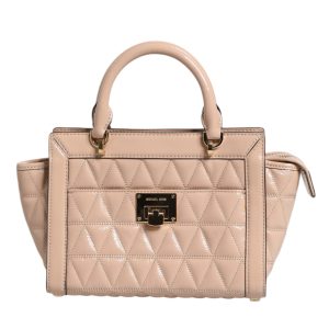 Peach Quilted Leather Logo Crossbody VIVIANNE Messenger Bag