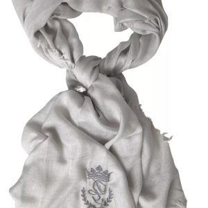 Gray Cashmere Wrap Shawl Fringe Scarf