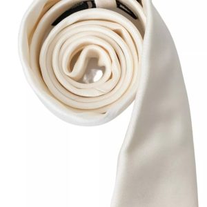 Off White Satin Silk Classic Men Necktie