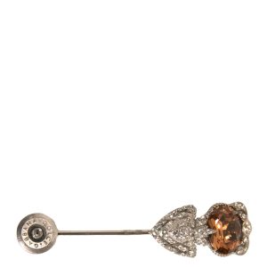 Silver 925 Sterling Silver Crystals Pin Collar Brooch