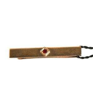 Gold Tone Brass Crystal Branded Tie Clip Bar