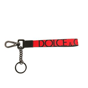 Red Logo Leather Silver Brass Holder Keychain Keyring