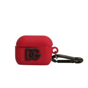 Red Silicone Rubber Logo Embossed Airpods Case