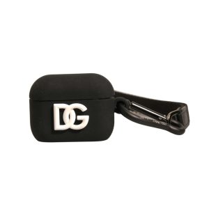 Black Silicone Rubber Logo Embossed Airpods Case