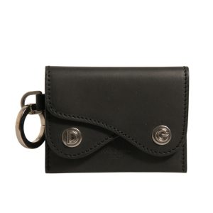 Black Leather Card Case Keychain Key Holder