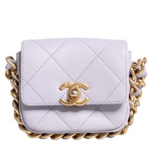 Blue Quilted Calfskin Framing Chain Flap Mini crossbody Bag