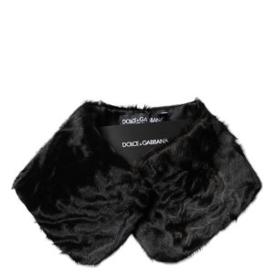 Black Lamb Fur Collar Women Neck Wrap Scarf