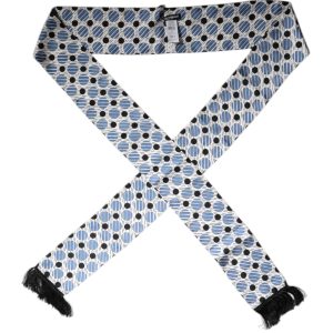 White Blue Polka Dotted Silk Skinny Scarf