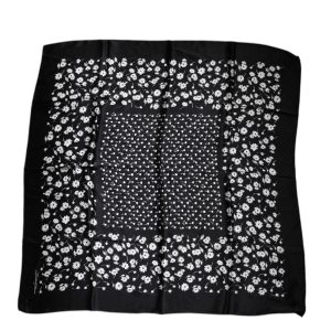 Black Floral Silk Square Wrap Shawl Scarf