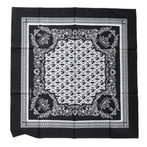 Black Logo Monogram Cotton Handkerchief Scarf