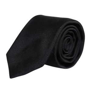 Black Solid Silk Adjustable Necktie Tie