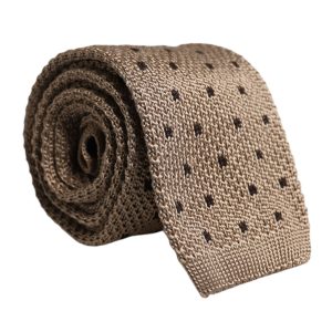 Beige Polka Dot Silk Adjustable Necktie Tie