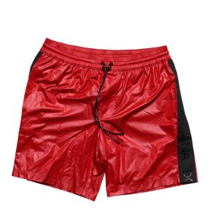 Red Polyester Beachwear Shorts 2Pc Swimwear