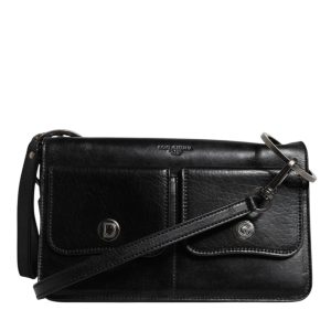 Black Leather Logo Purse Shoulder Crossbody Bag