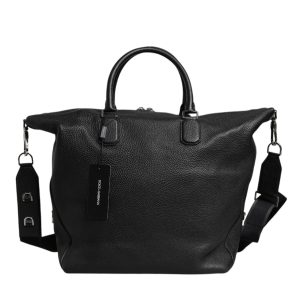 Black Calfskin Leather Hand Shoulder Duffle Bag