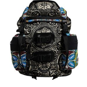 Multicolor Maiolica Print Nylon Backpack Bag