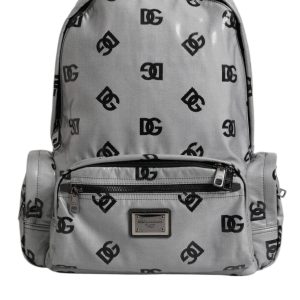Polyester Gray Black DG Logo Plaque Backpack Bag