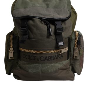 Military Green Patchwork School Backpack Bag