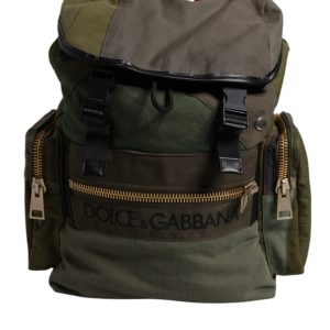 Military Green Patchwork Travel Backpack Bag