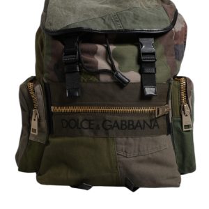 Military Green Patchwork School Backpack Bag