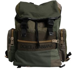 Military Green Patchwork School Backpack Bag