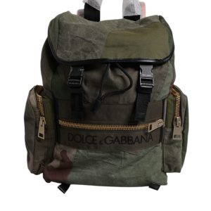 Military Green Patchwork Travel Backpack Bag