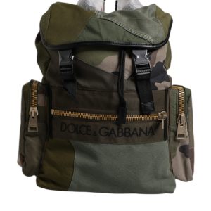 Military Green Patchwork Travel Backpack Bag