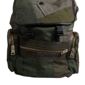 Military Green Patchwork Travel Backpack Bag