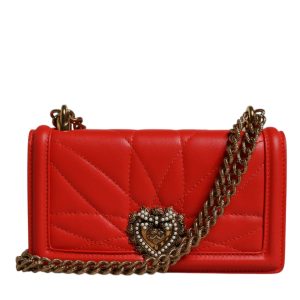 Red Quilted Devotion Crossbody Chain Phone Cover Bag