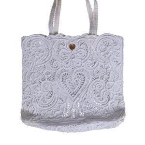 White Cordonetto Lace Beatrice Tote Shopping Bag
