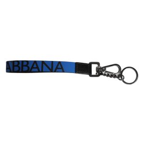 Blue Logo Nylon Silver Brass Men Holder Keychain Keyring