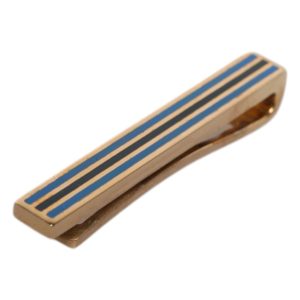 Gold Tone Brass Logo Branded Tie Clip Bar