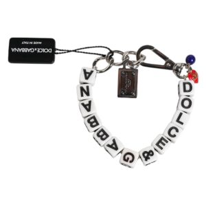 Silver Brass Chain Dice Logo Embellished Charm Bracelet