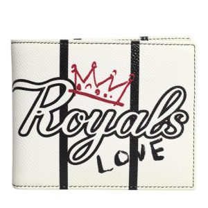 White Leather DG Crown Royals Bifold Card Holder Wallet