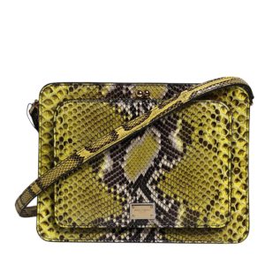 Green Exotic Leather DG Plaque Crossbody Clutch Bag