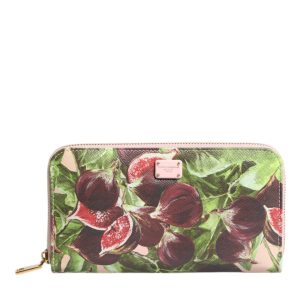 Multicolor Fig Fruit Dauphine Leather Zip Around Continental Wallet