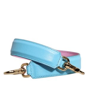 Pink Blue Leather Handle Bag Shoulder Strap