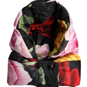 Black Floral Print Whole Head Wrap Hat