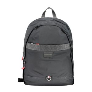 Black Polyester Men Backpack