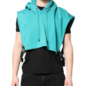 Green Cotton Hooded Men Sportswear Vest Sweater