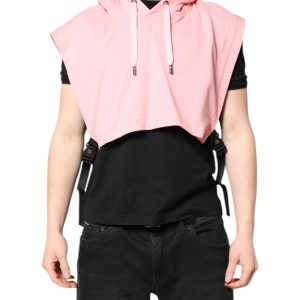 Pink Cotton Hooded Men Sportswear Vest Sweater