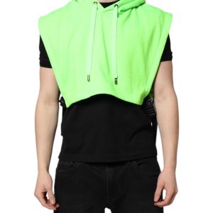 Green Polyester Hooded Sportswear Vest Sweater
