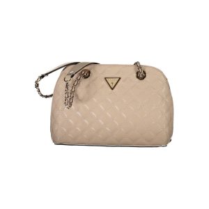 Beige Polyurethane Women Handbag