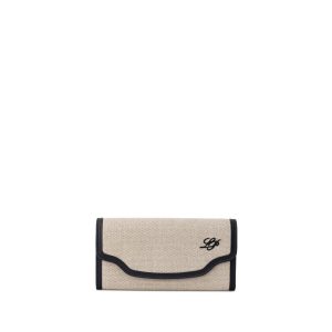 Beige Fabric And Leather Wallet