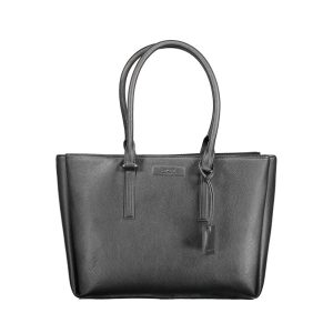 Black Polyurethane Women Shoulder Bag